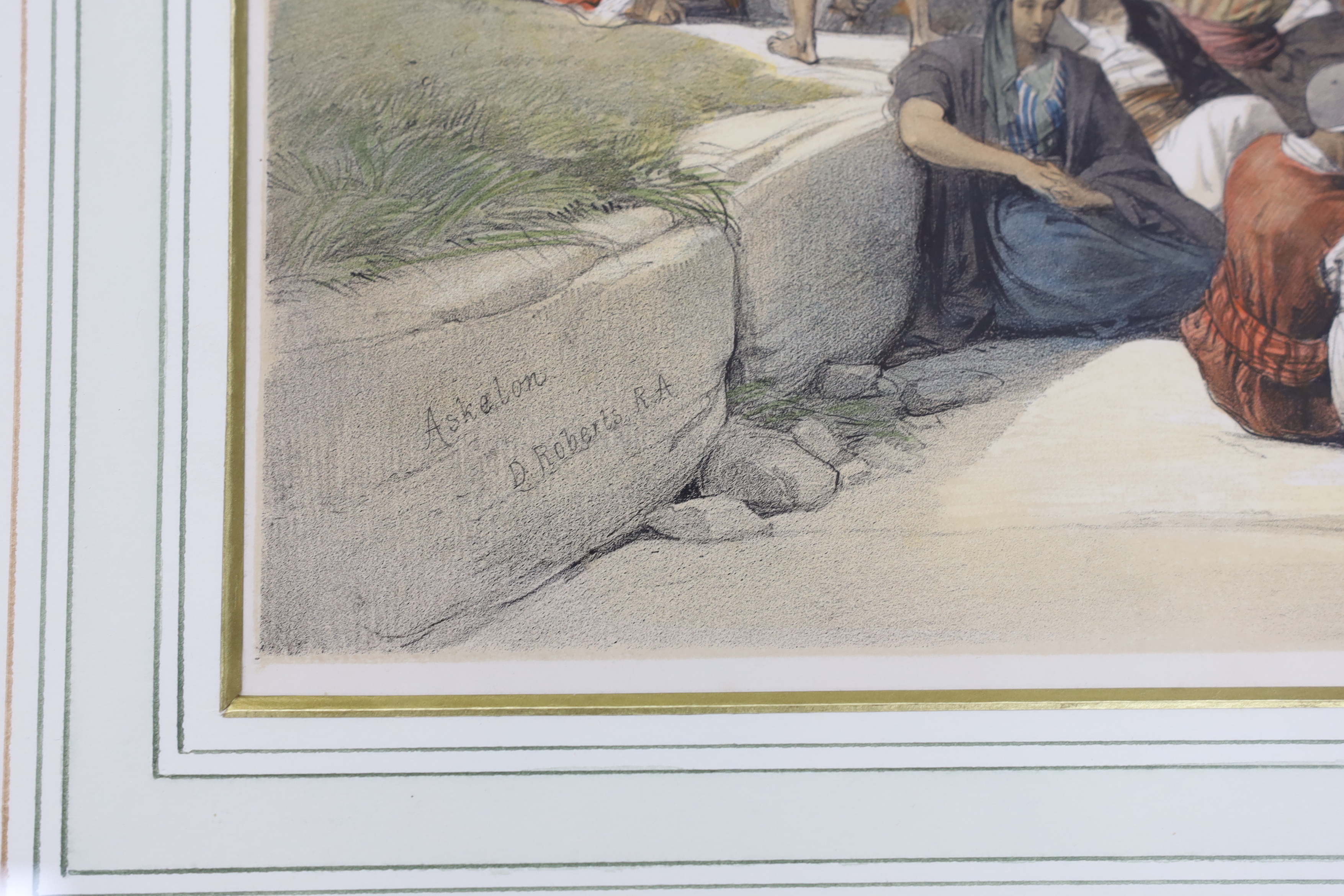 David Roberts (Scottish, 1796-1864), colour lithograph, 'Askelon', publ. F.G. Moon, 1st October 1842, 33 x 48cm